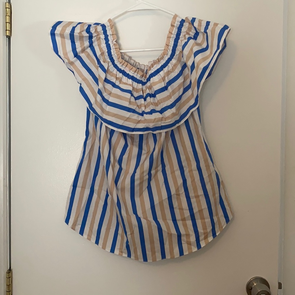 Kate spade stripe off the shoulder top size small